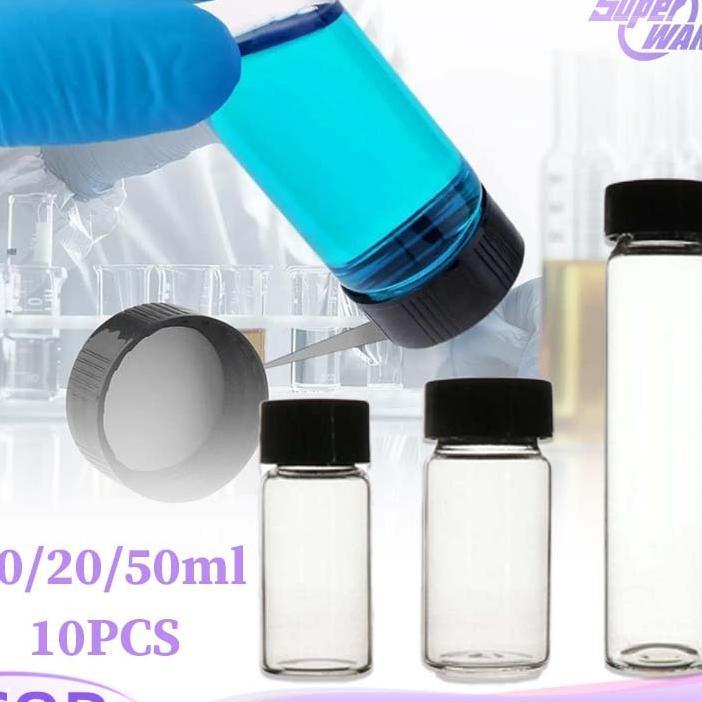 10Pcs Botol Kaca Mini 10/20/50Ml Botol Beling Kecil Botol Kaca Tutup Ulir Botol Sample Parfum Botol 