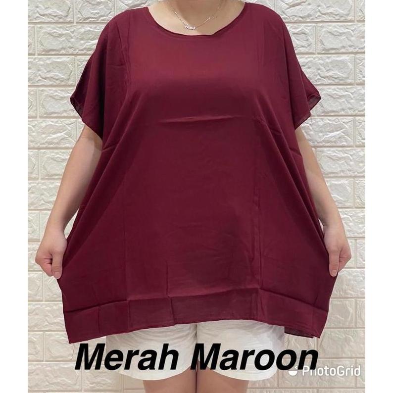 Girly- Baju Blus Bali Polos Jumbo Nita Fit To 4Xl Max 100Kg Rayon Kaos Atasan Tipis Adem Halus Ringa
