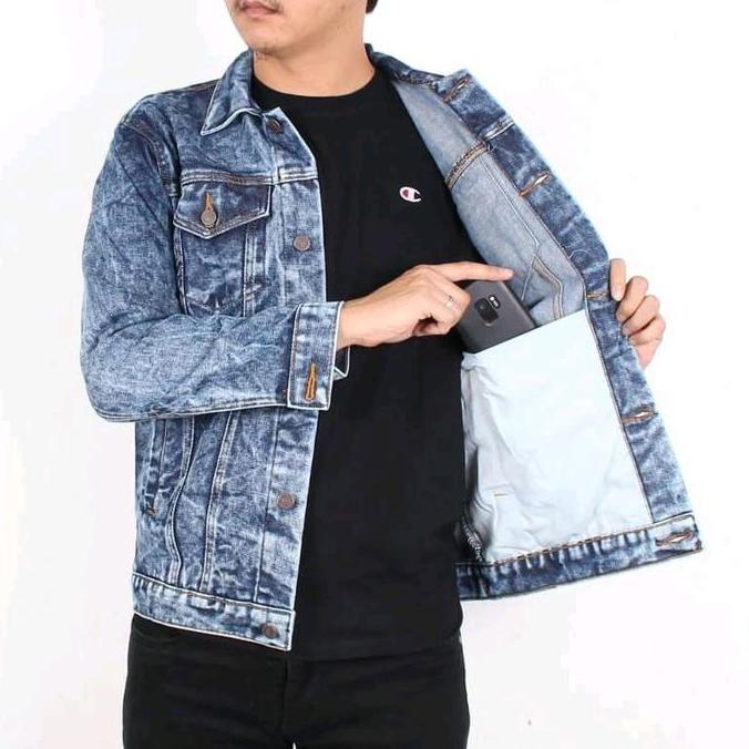 TERKINI jaket Jeans pria Wanita Distro oversize Formal Santai Casual Hitam Keren Cowok Outer TERKINI