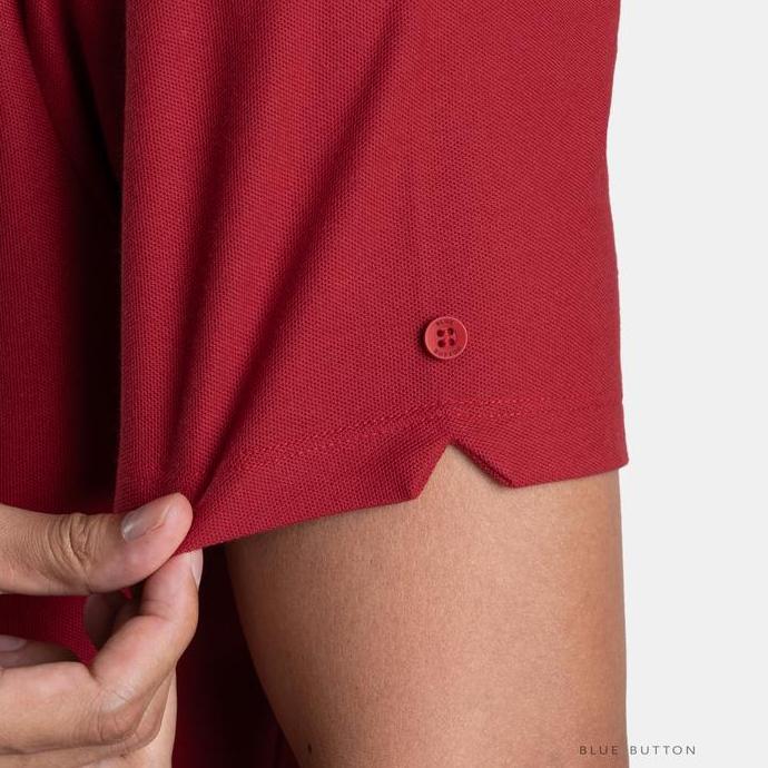 Riore- Bluebutton Polo Shirt Mineral Blue Hh Quality Tebal Ruby Red
