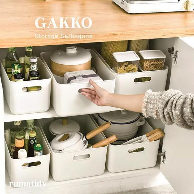 JHONXIE GAKKO Storage Penyimpanan Dengan Tutup Serbaguna Estetik Aesthetic Putih Storage Box Organiz
