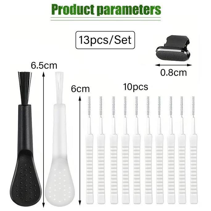 MORVENO 13Pcs/Set Mini Sikat Pembersih Lubang Charger HP Shower Head Anti Sumbat Type-C Dust Plug An