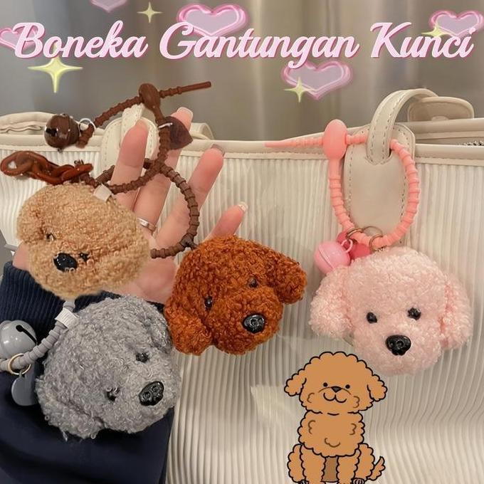 LEONHART Boneka Gantungan Kunci / Gantungan Tas / Gantungan HP Anjing Fluffy boneka  anjing