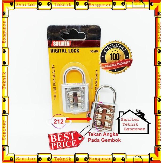 GEMBOK PINTU-GEMBOK ANGKA -GEMBOK KOPER-GEMBOK DIGITAL SOLIGEN 30MM