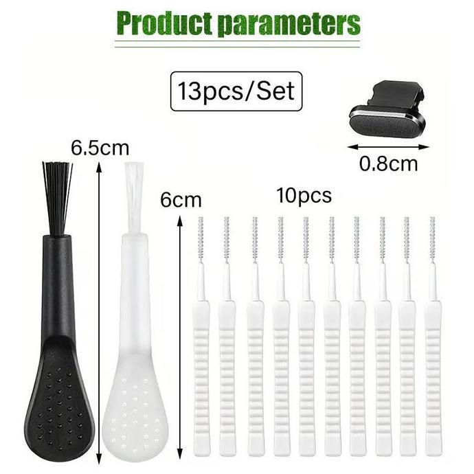 LEGOLANT 13Pcs/Set Mini Sikat Pembersih Lubang Charger HP Shower Head Anti Sumbat Type-C Dust Plug A