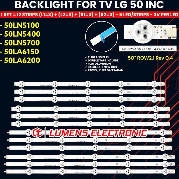 BACKLIGHT TV LG 50 INCH 50LN5100 50LN5400 50LN5700 50LA6200 50LA6130 LAMPU BL LED 50LN 50LA 3V