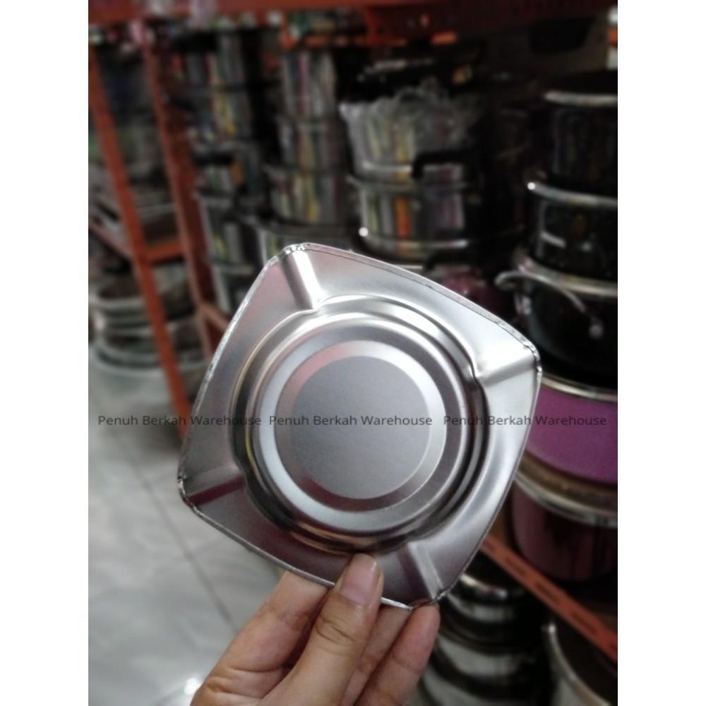 Asbak Cerutu Rokok Stainless Steel Model Kotak 4 Jepitan Rokok Cerutu