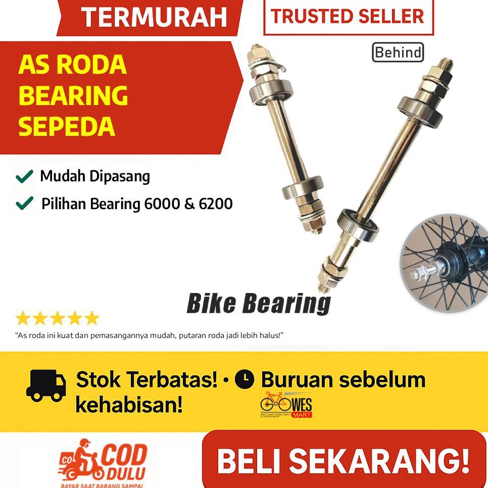 Terlaris As Roda Bearing Sepeda Mtb 140Mm/180Mm 2 Bearing Berkualitas