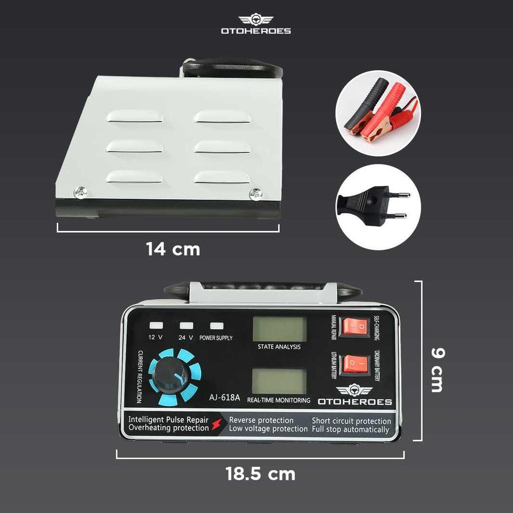 OTOHEROES Charger Aki Mobil Motor Intelligent Battery Charger 12V/24V - AJ-618A
