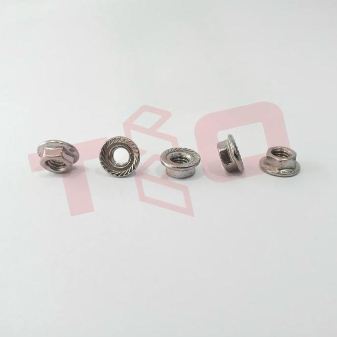 Flange Nut M8 Stainless Steel 304 - Mur Flange M8 Ss304 - Mur Otomotif 8mm