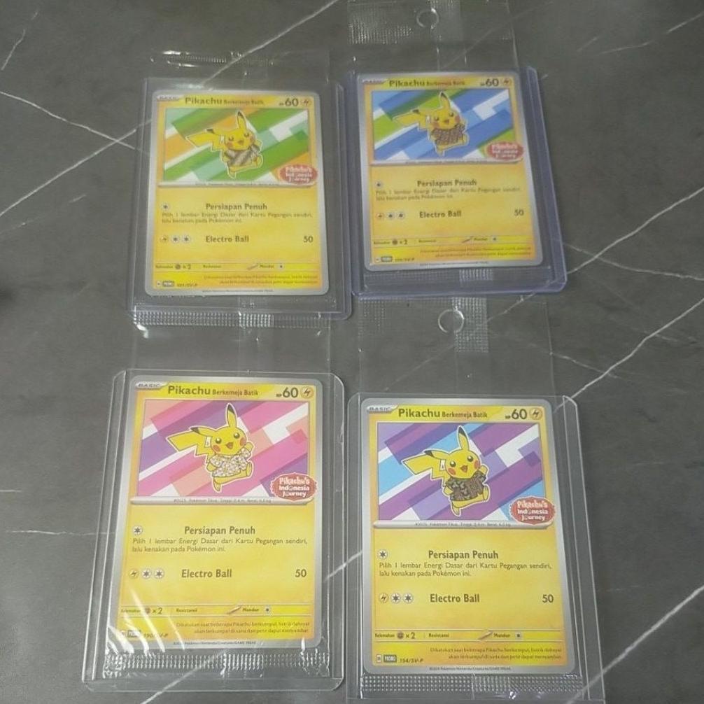 Discount 1 Set Kartu / Card Pokemon Pikachu Batik Blue / Pink / Green / Purple Original Tcg