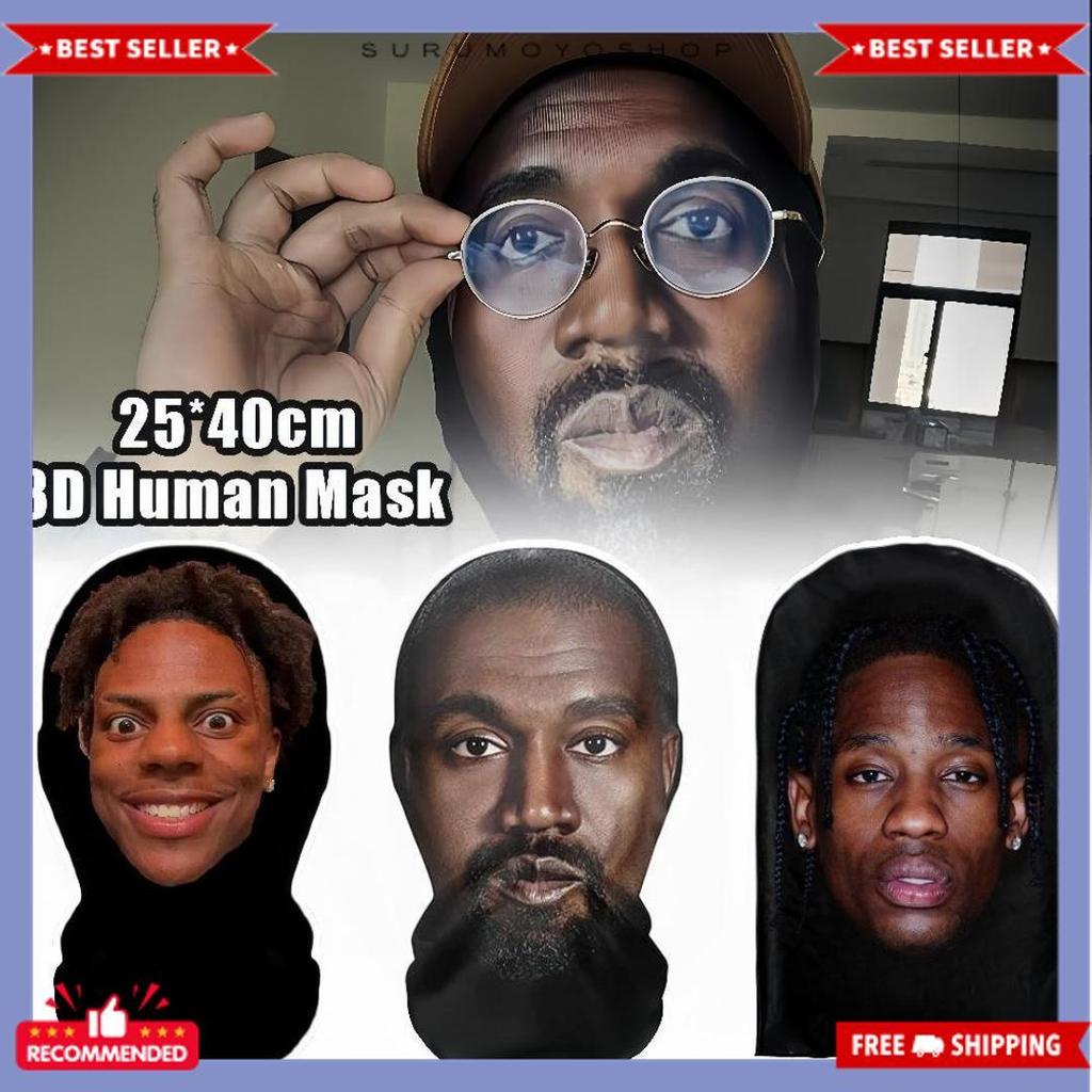 Exclusive Mainan Motor Topeng 3D Printing/Topeng Wajah Travis Scott Kanye Ishowspeed Bahlil Lahadali