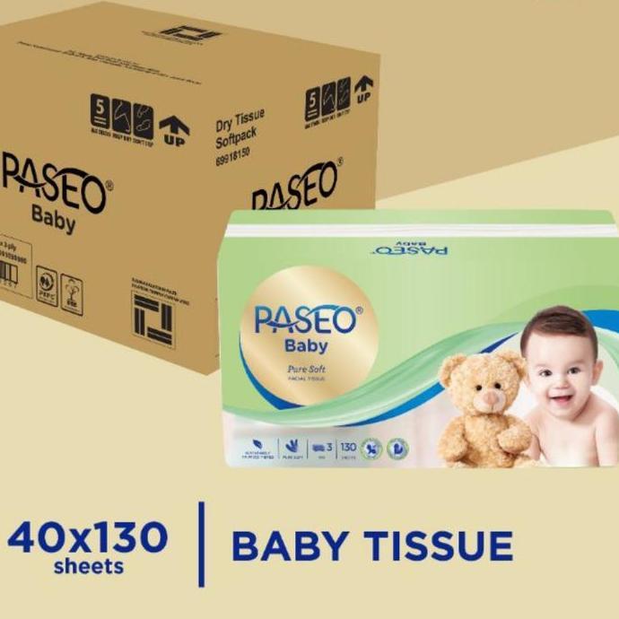 Baba- Grosir Perkarton Tissue Tisu Paseo Pure Baby 130S Paseo Hijau