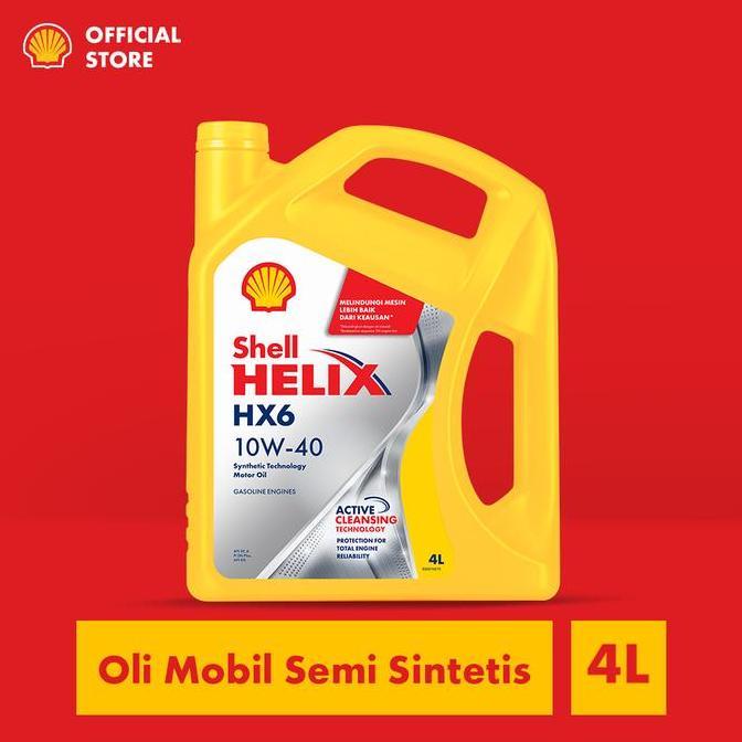 Oli Mobil Shell Helix HX6 10W-40 (4L) Semi Synthetic Pelumas Mesin Mobil Harian Matic & Manual Perfo