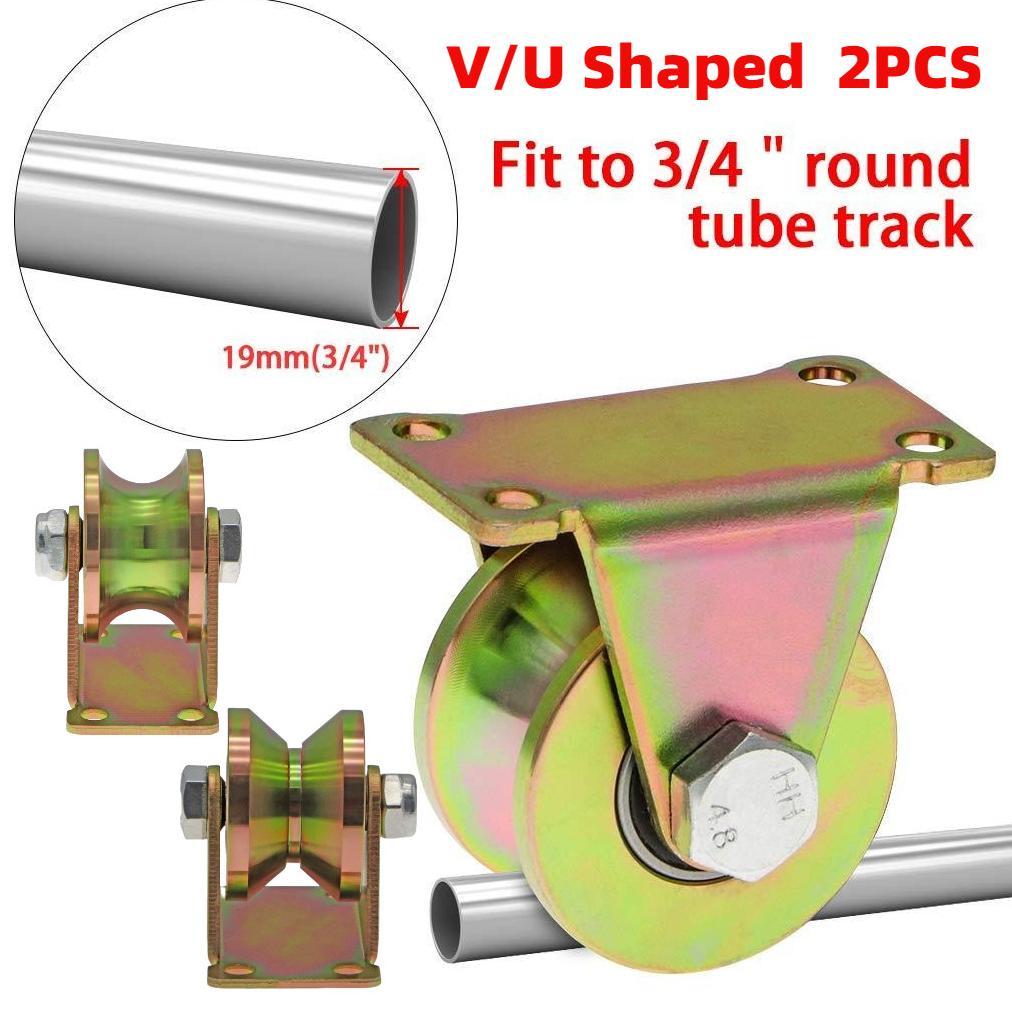 (Ram Lanc) 2pcs Roda Pagar Roda Pintu Pagar Besi 50 Mm Model U & V Roda Gerbang Pagar Galvanized Sli