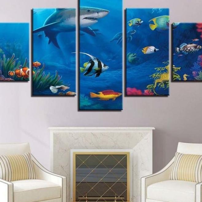 Hiasan Dinding Aesthetic Poster Ikan Laut Dan Kolam Koi Minimalis Walldecor Dekorasi Pajangan Ruang 
