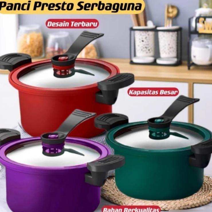 Cs - Panci Presto Teflon 3.5L Anti Lengket Ceramic Coating Induk Kompor Warna Hijau Merah Ungu