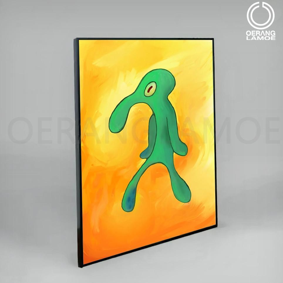 Poster + Frame Lukisan Squidward - Hiasan Dinding Wall Decor Frameblock