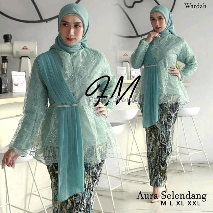 Atasan Kebaya Brokat Modern One Set Baju Kondangan Dan Wisuda  Wanita Dewasa