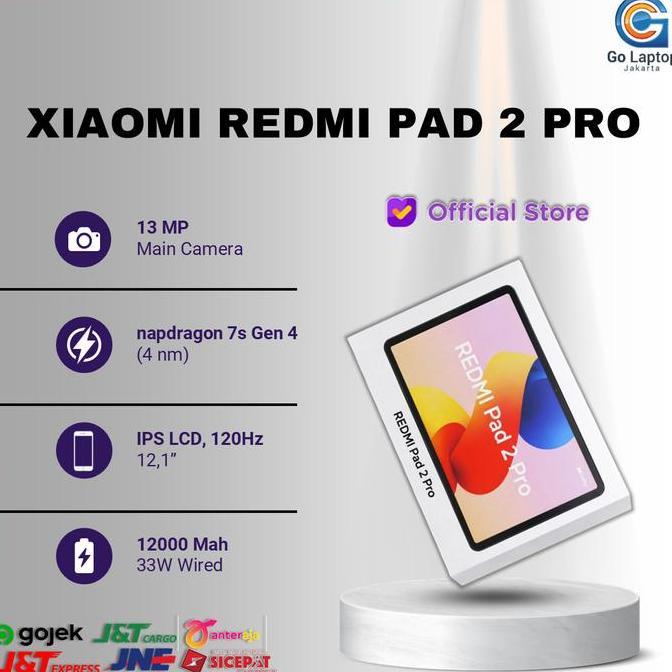 XIAOMI REDMI PAD 2 PRO ram 8GB 256GB I  Prosesor Snapdragon 7s Gen 4  I Garansi Resmi (TERBAIK) (TER