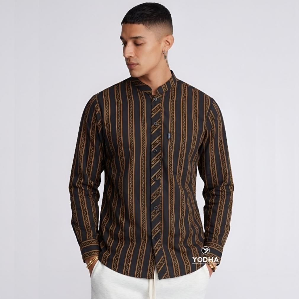 BAJU KOKO LURIK SURJAN JAWA KEMEJA SHANGHAI PRIA MUSLIM KEMKO DEWASA BASIC KATUN SERAGAM ANAK SANTRI