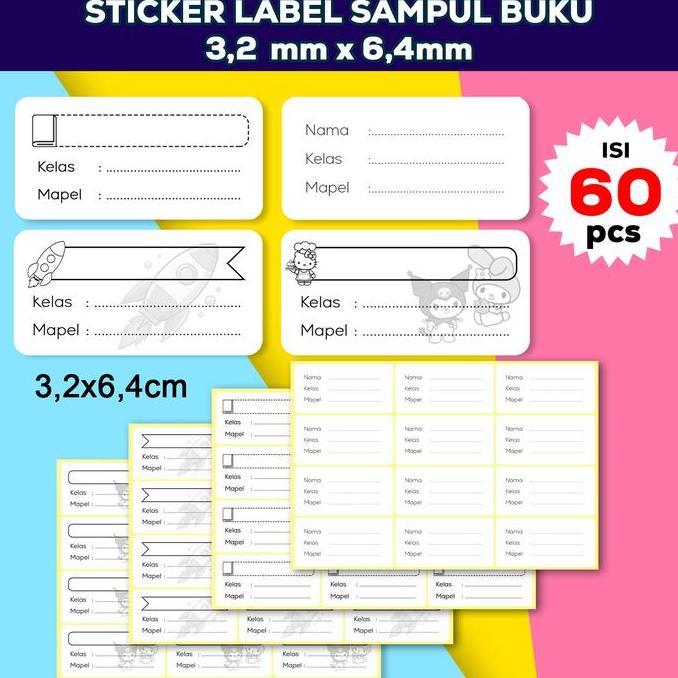 Pilihan- Stiker Label Buku Polos, Label Nama Sampul Mata Pelajaran