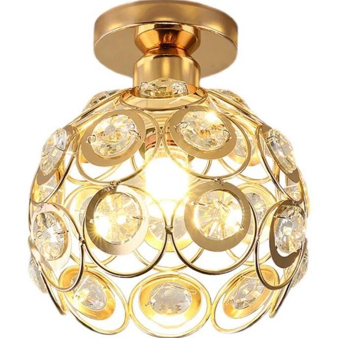 LAMPU HIAS PLAFON BUNGA LANGIT LANGIT / LAMPU PLAFON MEWAH / LAMPU PLAFON KRISTAL Hitam  Gold
