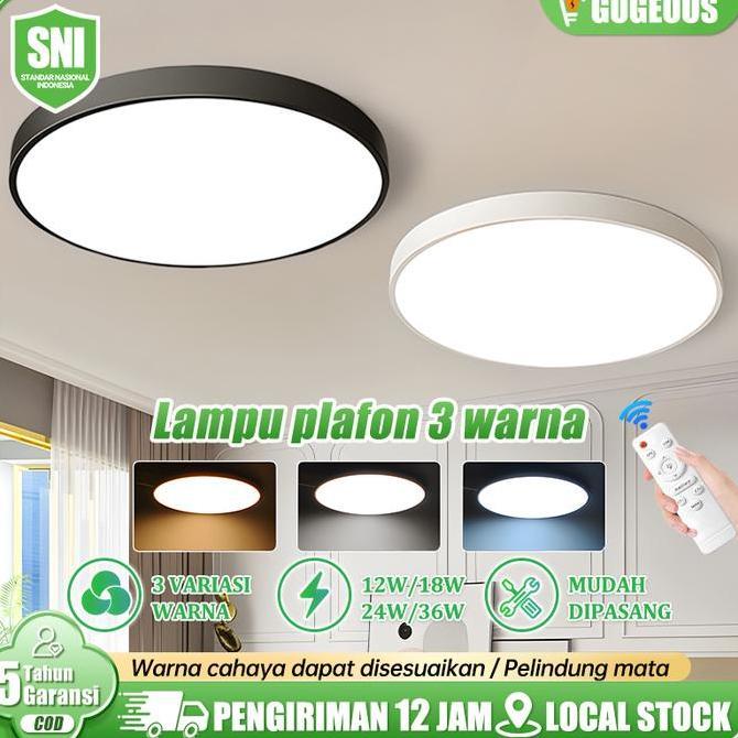 COD Lampu Plafon Minimalis 3 Warna 12W Remote Ceiling Lamp plafon rumah lampu LED