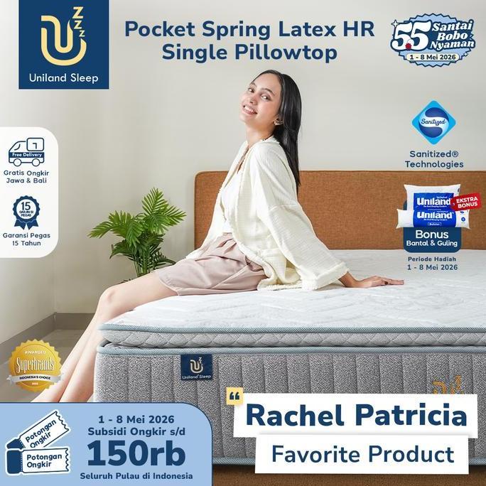 Kasur Pocket Spring Bed Latex HR Single Pillowtop 30cm Uniland Sleep