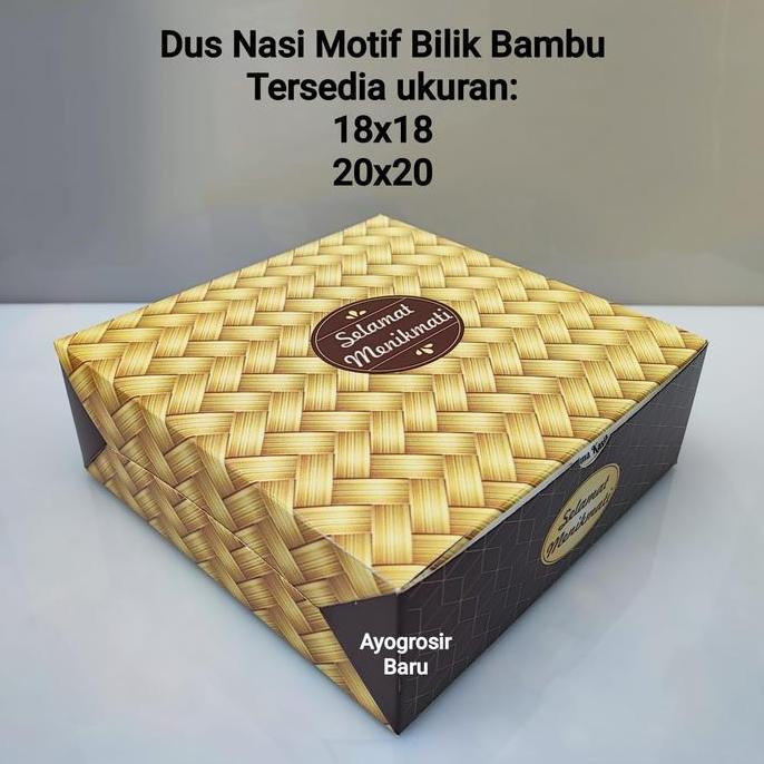 kree.shyna- Dus Nasi 18x18 Bilik Bambu isi 100 pcs GS Motif Box Besek Aneka Diskon