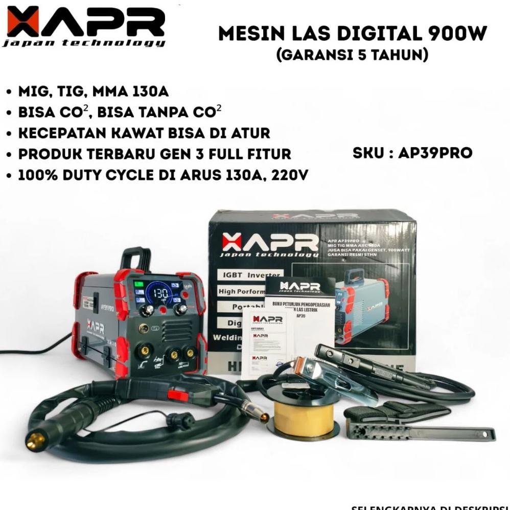 APR AP39PRO Mesin Las MIG TIG MMA 130A 900W Bonus