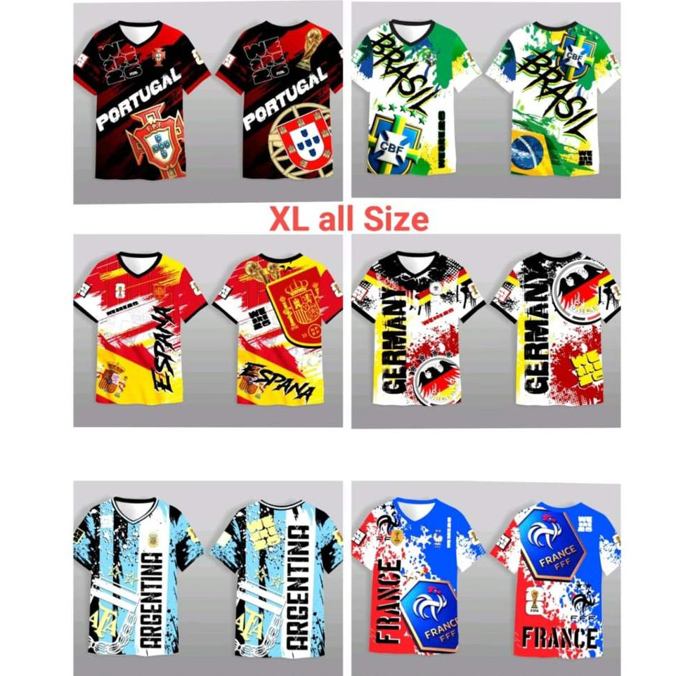 Kaos Distro Jersey Baju Bola Fansclub Negara Piala Dunia Baju Bola Suporter Brasil Ukuran Pria Dewas