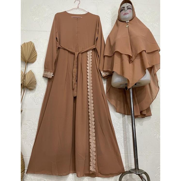 MURAH Gamis Syari Ceruty Babydoll Terbaru Variasi Renda Bunga KEKINIAN