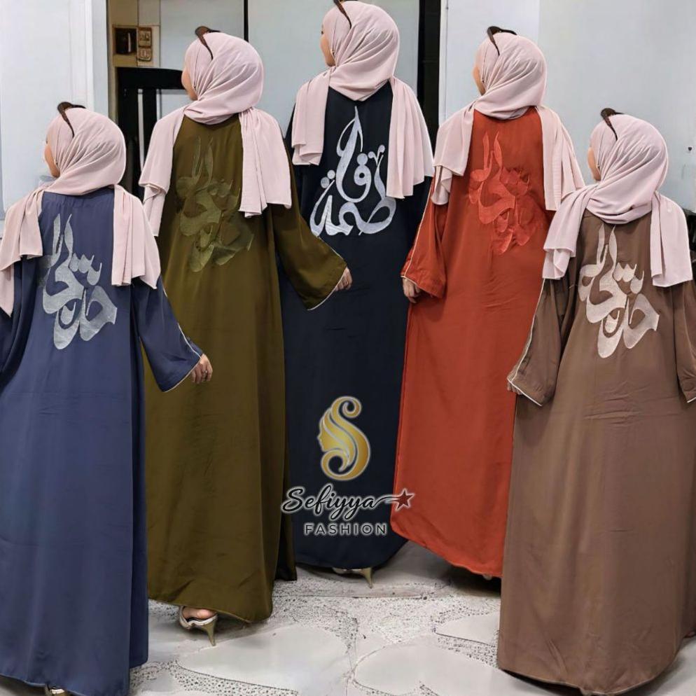 Recommended Gamis Abaya Turki Basic Polos Bordir List Bisban Daily Syari Bahan Wolfis | Gamis Abaya 