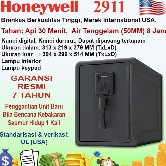 Brankas Honeywell 2911, Brankas Tahan Api Dan Air (Hingga Tenggelam), Muat Kertas F4, Sertifikat, Am