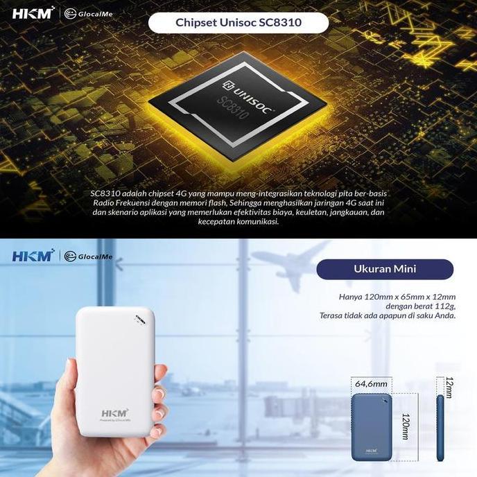 Net- Modem Wifi 4G Glocalme Hkm G009 Unlimited World Wide Roaming 6Bln + Indosat 215Gb 1Th
