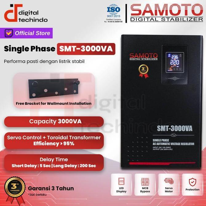 TERBARU - SAMOTO Stabilizer 3000VA - 3KVA Stavolt Single Phase Stavolt 3000 3000 VA Stabiliser SMT30