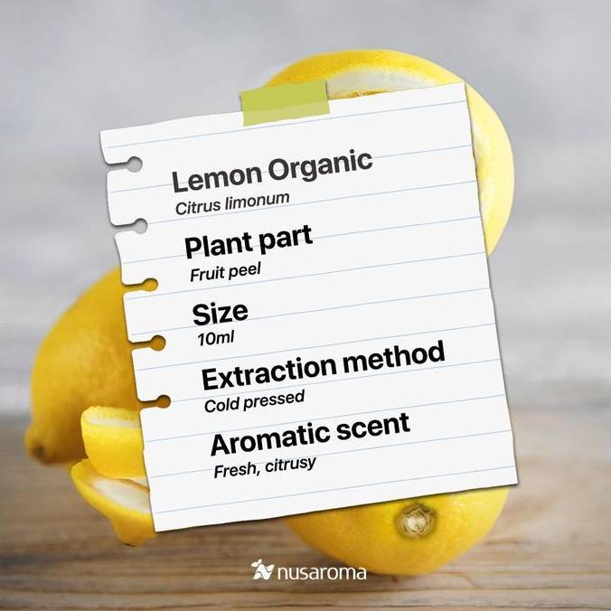 Mento- Nusaroma Lemon Organic Essential Oil - Minyak Aromaterapi Untuk Energi Dan Mood Booster