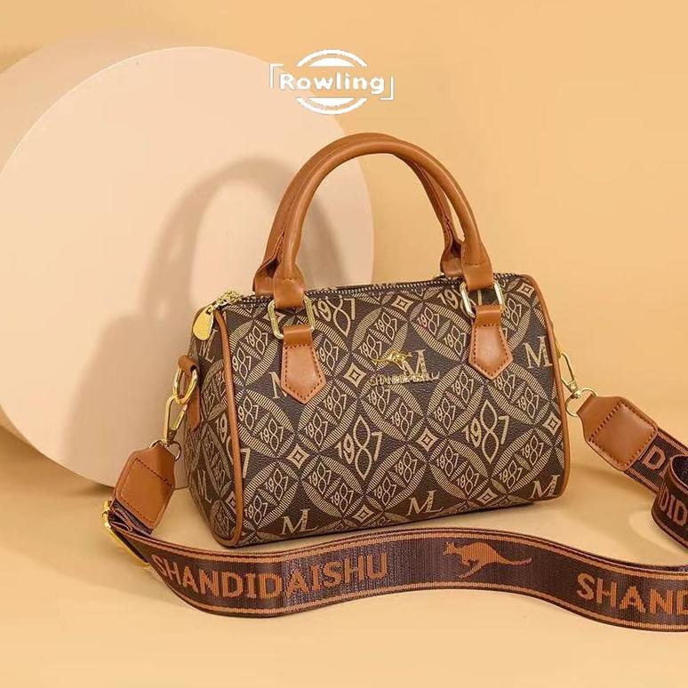 Termurah Rowling (Bg-27) Tas Wanita Selempang Korea Bulat Boston Tas Wanita Jinjing Premium Import