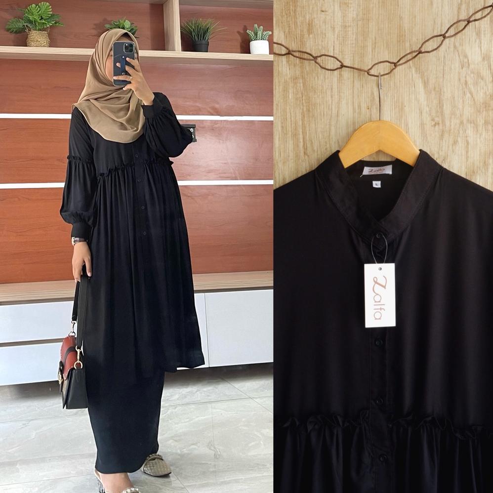 original anggun tunik by zalfa outfit / baju atasan wanita muslim tunik basic polos rayon twill prem