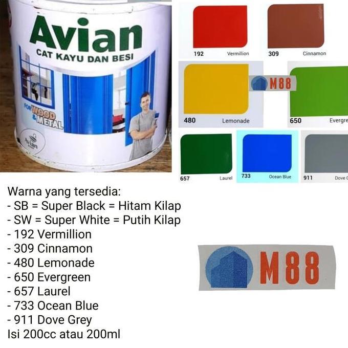 AVIAN Cat Kayu Besi 200 cc - Aneka Warna 200cc 200ml ml kaleng kecil