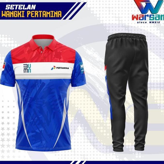(Good) SERAGAM OLAHRAGA PERTAMINA / SETELAN PERTAMINA / JERSEY WANGKI PERTAMINA SET / KAOS POLO PERT