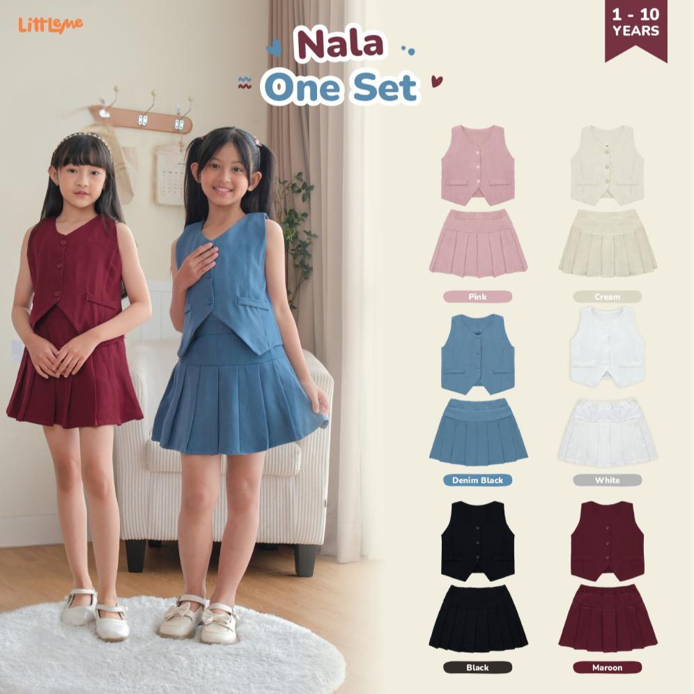 Little Me - Setelan Nala Set Baju Rok Celana Anak Perempuan Korean Style Semiwool 1-10 Tahun