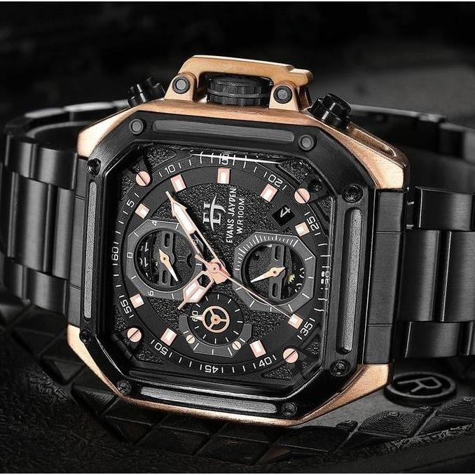 Orologi- Evans Jayden Jam Tangan Pria Ej 9558 Rantai Stainless Steel Chronograph Kaca Sapphire Ter R