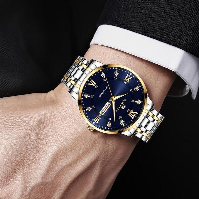Orologi- Vavavoom 2461 Jam Tangan Pria Luxury Tahan Air Stainless Steel Analog Quartz Tch + Kotak Gr