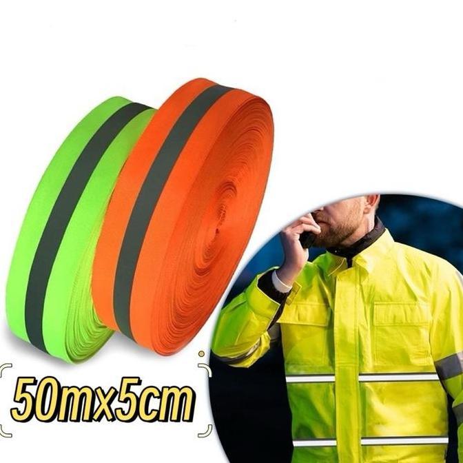 50m Pita Reflektor 5cm Reflective Kain Reflektor Baju Safety Tali Pita Reflektif Grade A