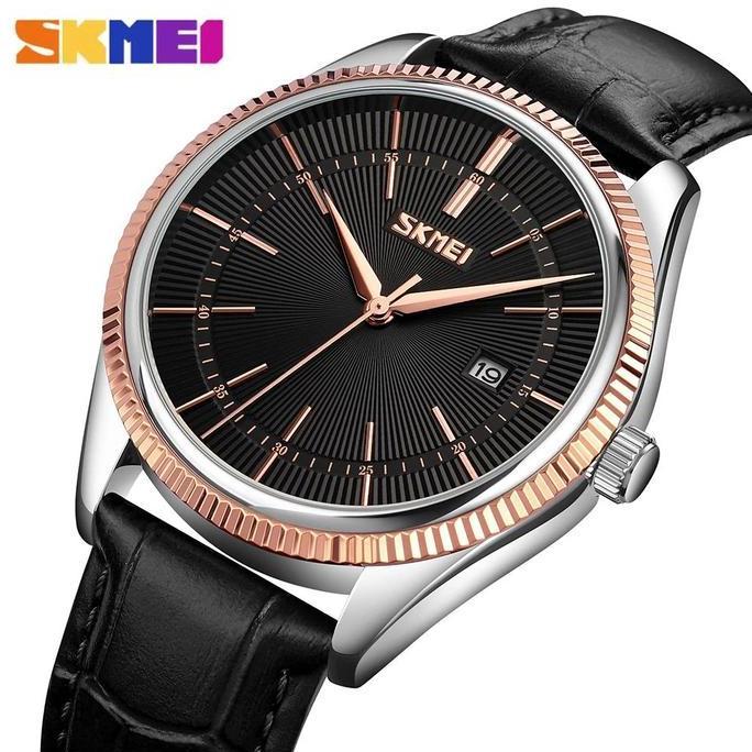 Orologi- Jam Tangan Pria Analog Tali Kulit Skmei 9298
