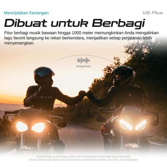 Larisjaminan- Blaise V6 Plus Intercom Headset Helm Bluetooth 5.3 Dengan Musik Share Audio & Mikrofon