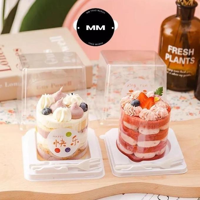 Savenew- 10Pcs Tray Mika Kue Tart Box Dus Kotak Kue Potong Slice Cake