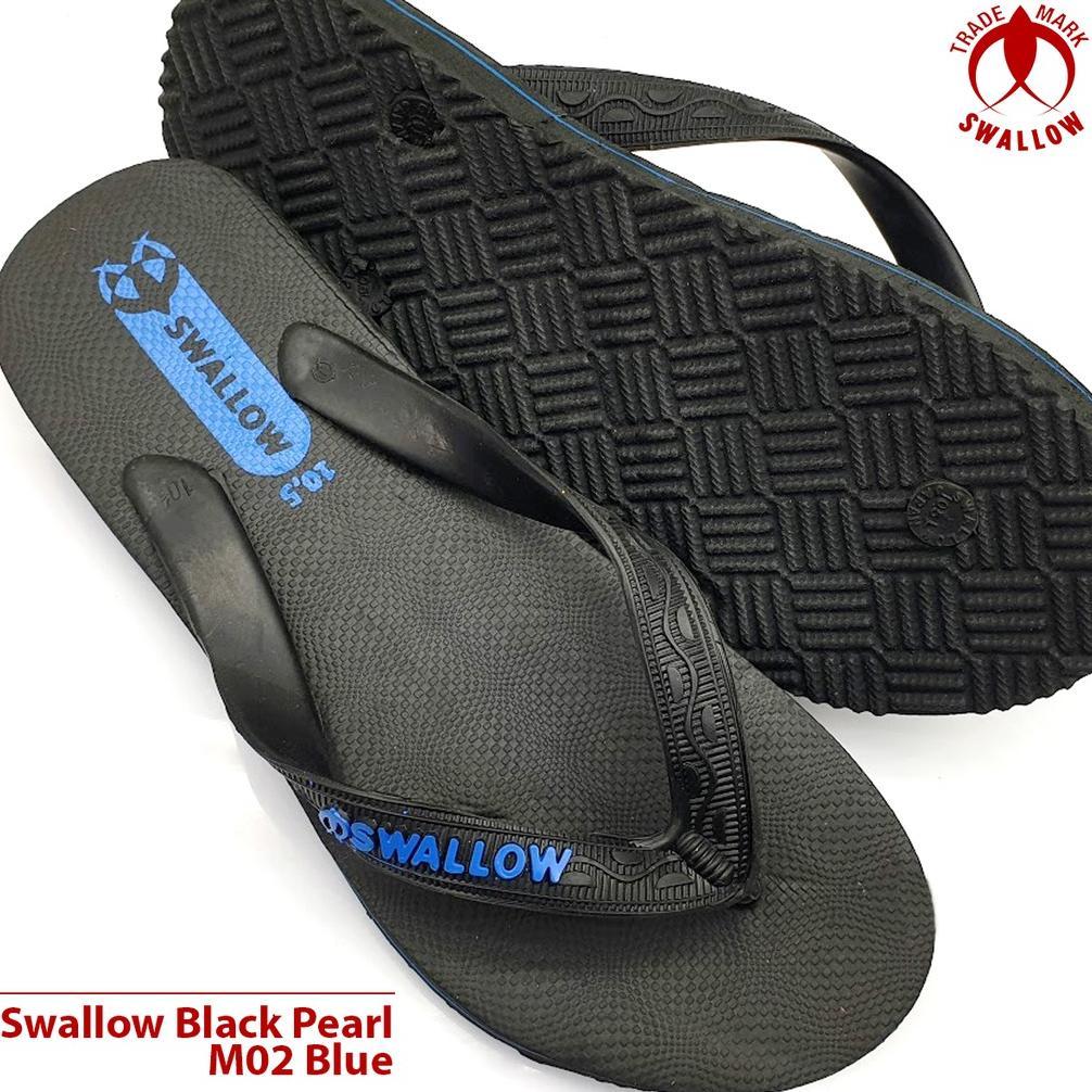PREMIUM Sendal Jepit Swallow Black Pearl M02 - Sandal Japit M02 Swallow Hitam Aksen warna Metallic P